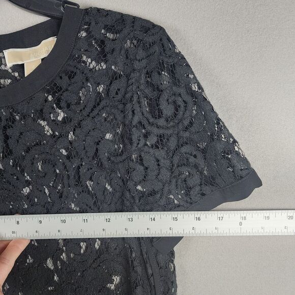 Michael Kors Black Lace Crochet Overlay Blouse Size 4 - Picture 5 of 8
